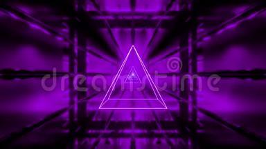 紫色线框，隧道背景壁纸3d渲染vjloop